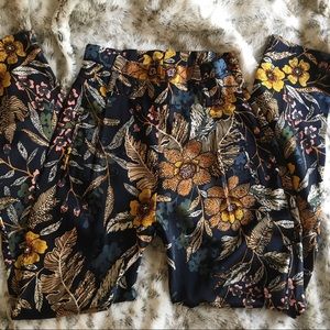 Stradivarius Floral Navy Polyester Pants Size 0
